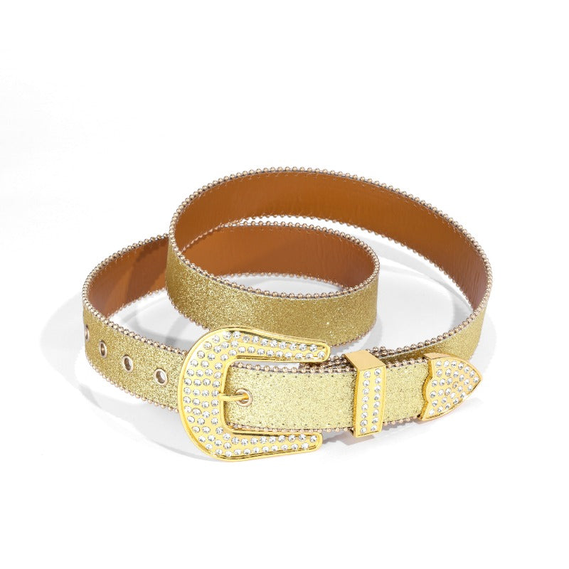 Hip-hop punk rhinestone belt punk style