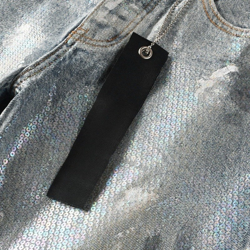 Purple brand Jeans High-quality pure cotton streetwear trousers Oil-finish loose straight-leg trousers