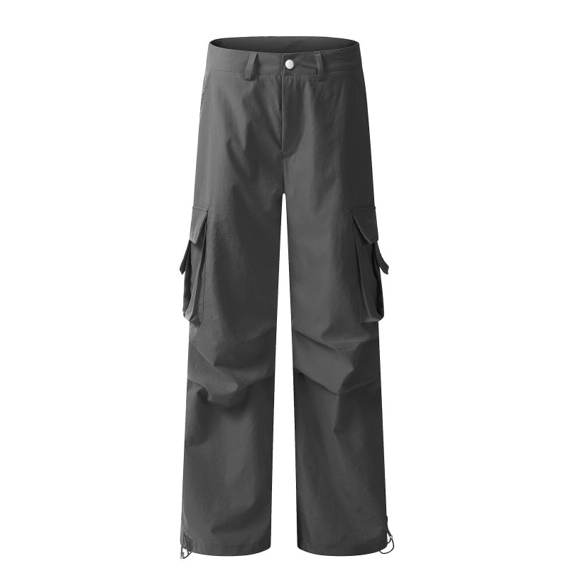 American-style streetwear harem pants Oversized Side Pocket Ruched Casual Cargo Bottoms