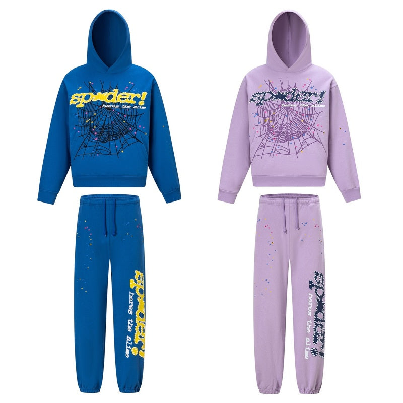 Spiderweb hoodie & sweatpants 2 piece set High-quality pure cotton for autumn and winter