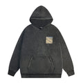 ERD Hoodie Washed Dark Hooded Layer Front Pocket Mini Scene Print Back Large Urban Illustration
