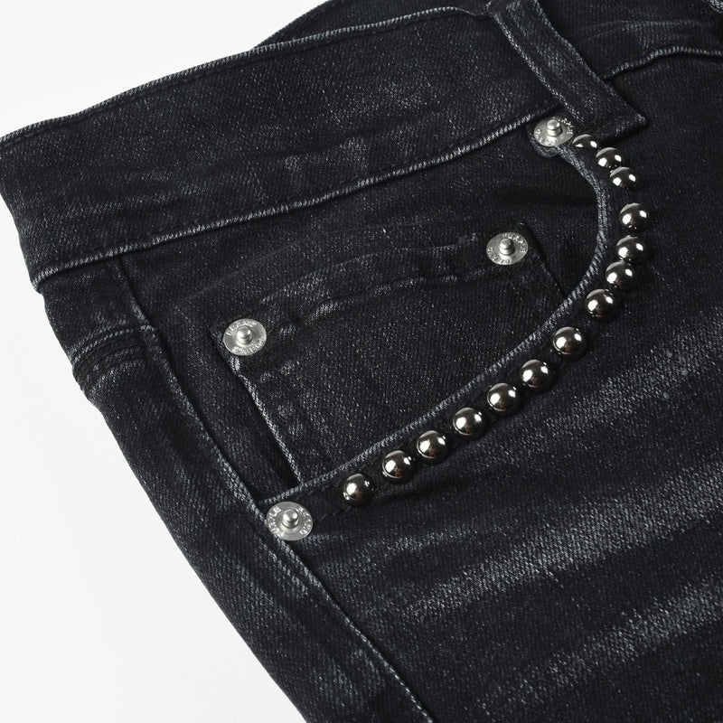 Purple brand Jeans High-quality pure cotton streetwear trousers Rhinestone