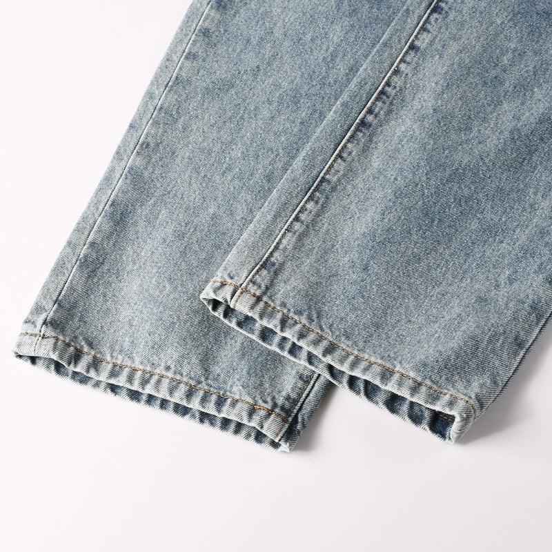 Purple brand Jeans High-quality pure cotton streetwear trousers Rhinestone-embellished loose straight-leg trousers