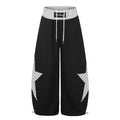 American-style streetwear harem pants Two-Tone Star Graphic Drawstring Wide Legs