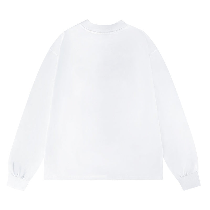 ERD Long sleeved shirt White Casual Top Abstract Fragmented Print Bold Letter Graphics