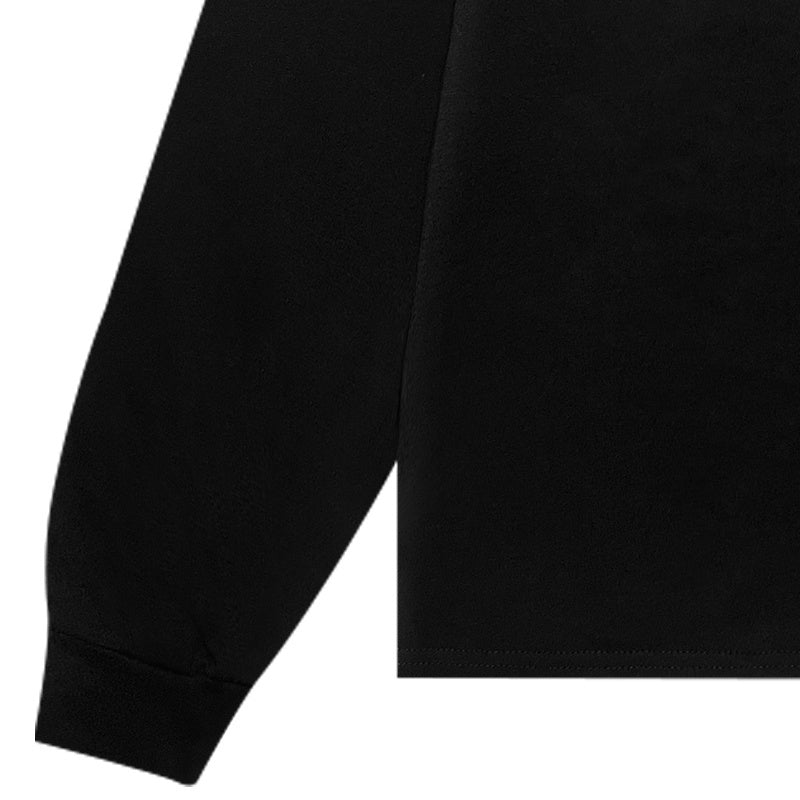ERD Long sleeved shirt  Black Loose Top Bold Blue Letter Minimal Symbol Graphic