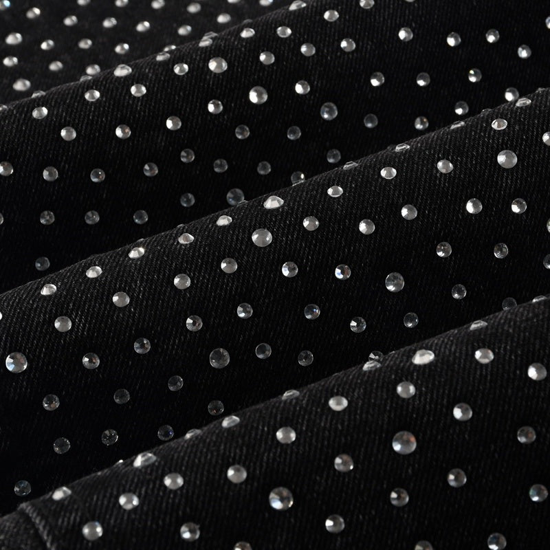 Purple brand Jeans High-quality pure cotton streetwear trousers Rhinestone-embellished loose straight-leg trousers