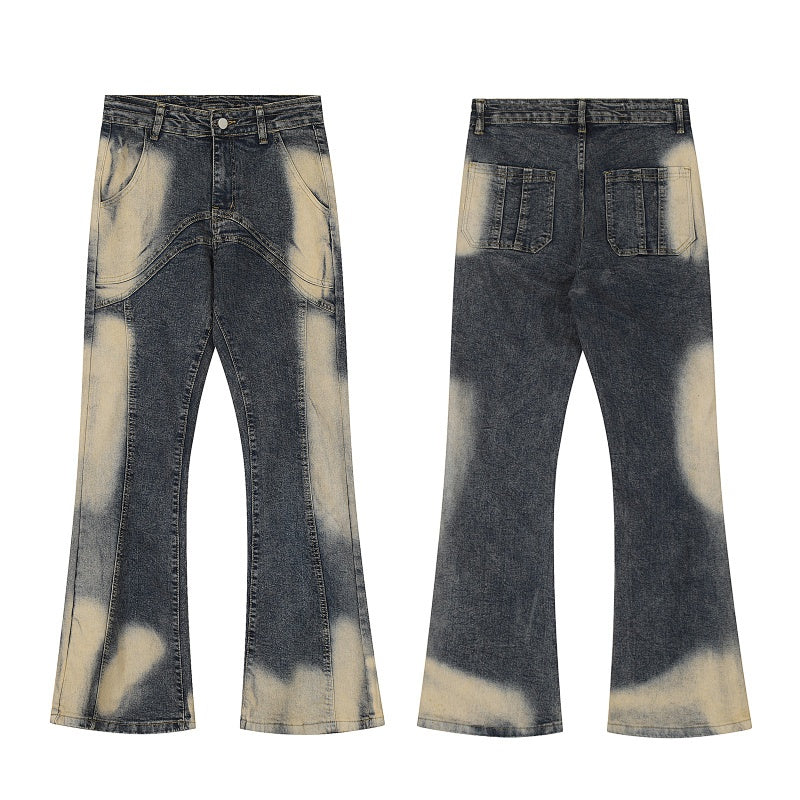 American-style streetwear harem pants Contrast Cloud Washed Flare Streetwear Trousers