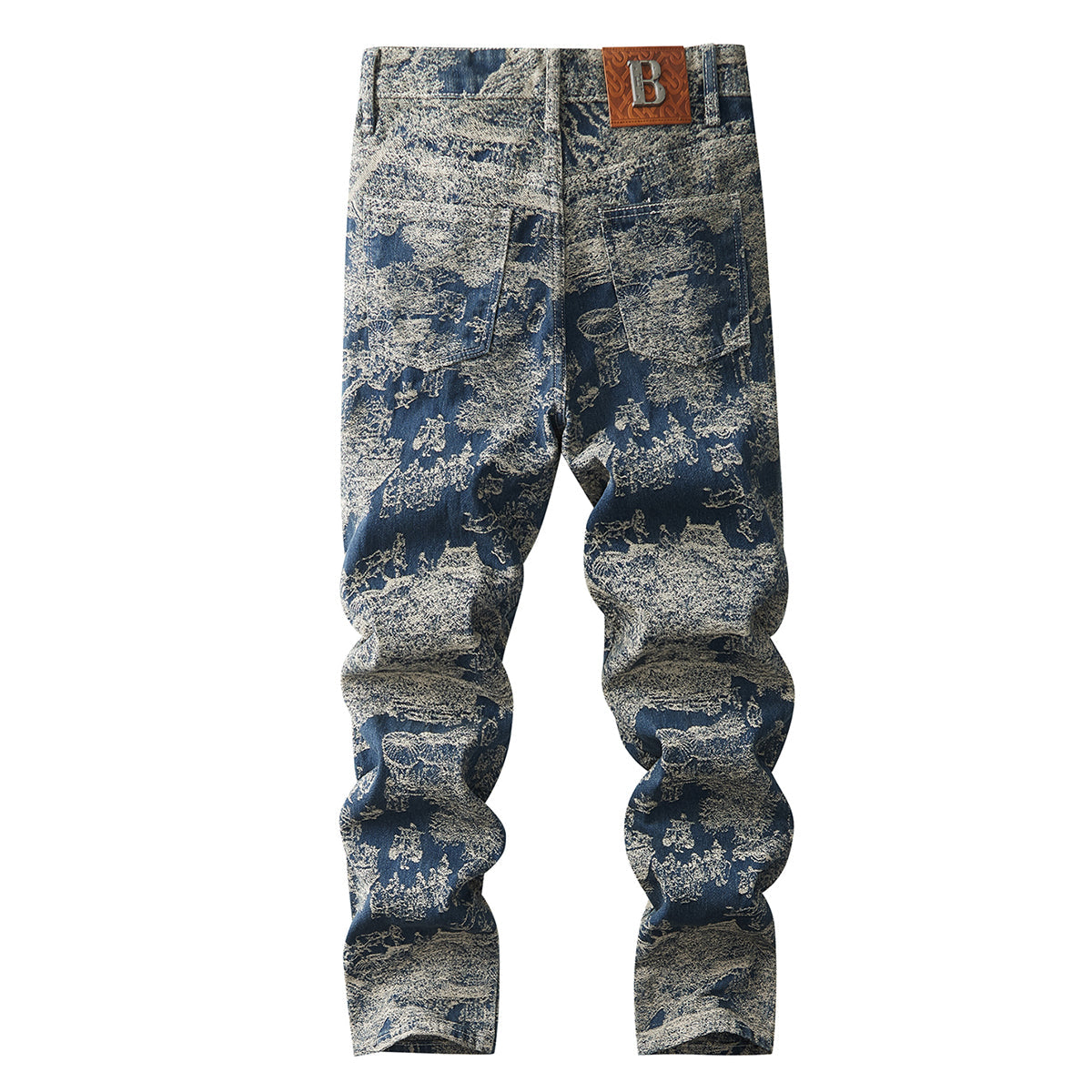 Denim Jacket & Jeans High-Street Trend Men's Vintage Toile de Jouy Scenic Print Denim Jacket and Jeans Set  Retro Casual Matching Artistic Landscape Graphic Trucker Jacket and Pants Outfit (jacket and jeans must be purchased separately.)