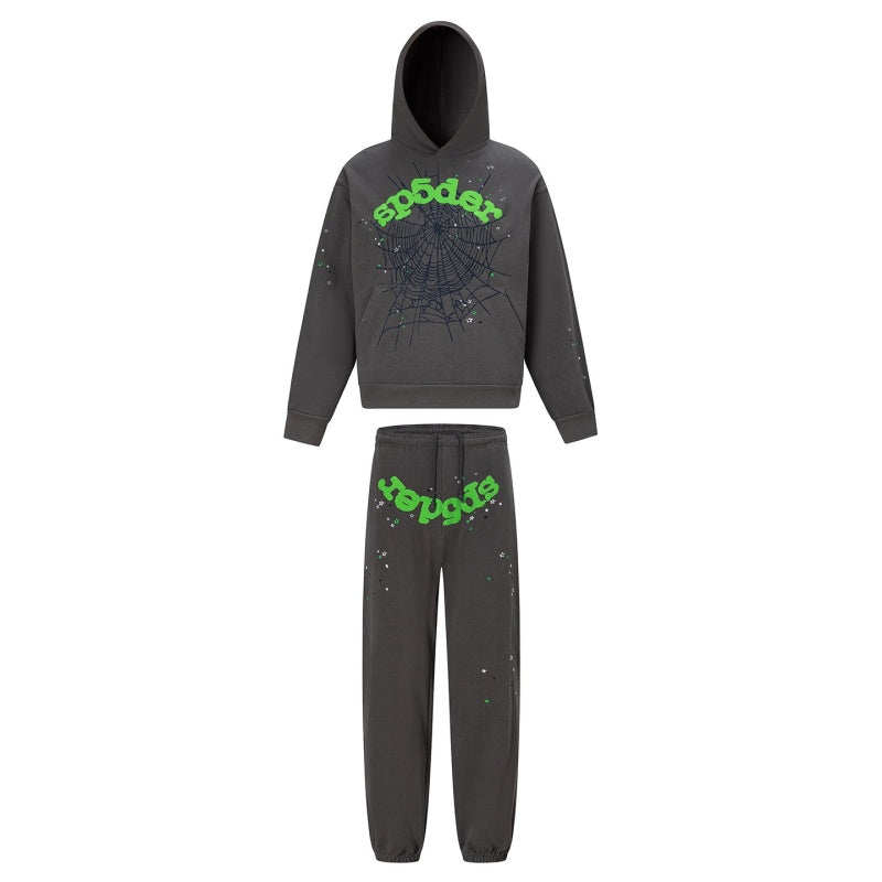 Spiderweb hoodie & sweatpants 2 piece set High-quality pure cotton for autumn and winter