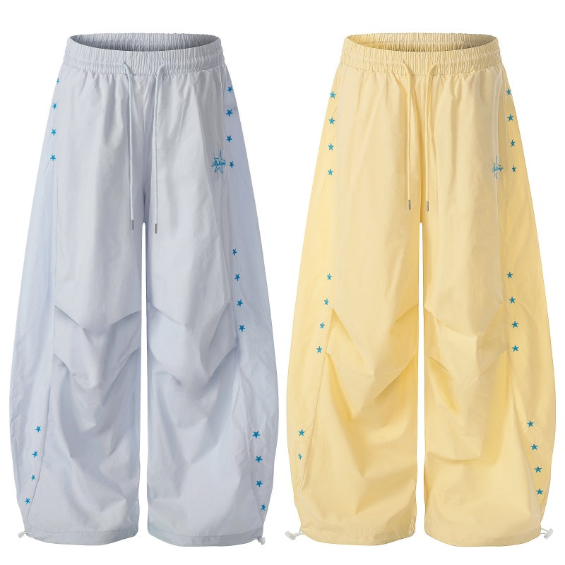 American-style streetwear harem pants Lightweight Ruched Side Rivet Wide Bottoms