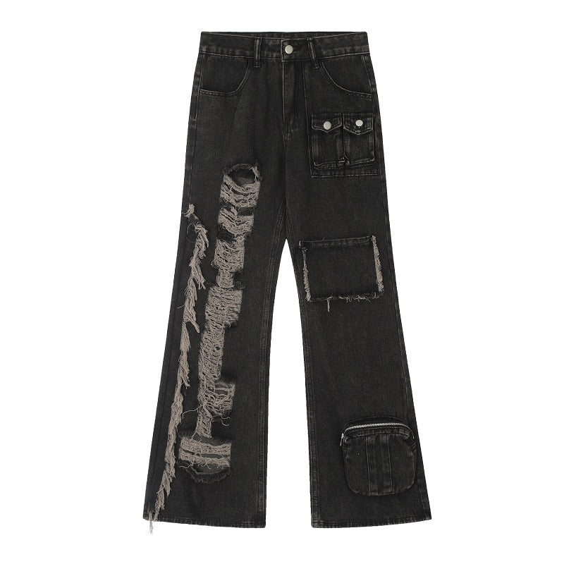 American-style streetwear harem pants Y2K Grunge Cargo Pocket Flared Jeans