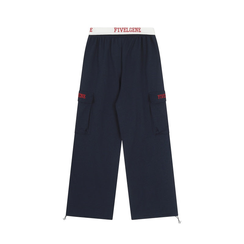 American-style streetwear harem pants Heather Gray Navy Dual Color Utility Sweatpants