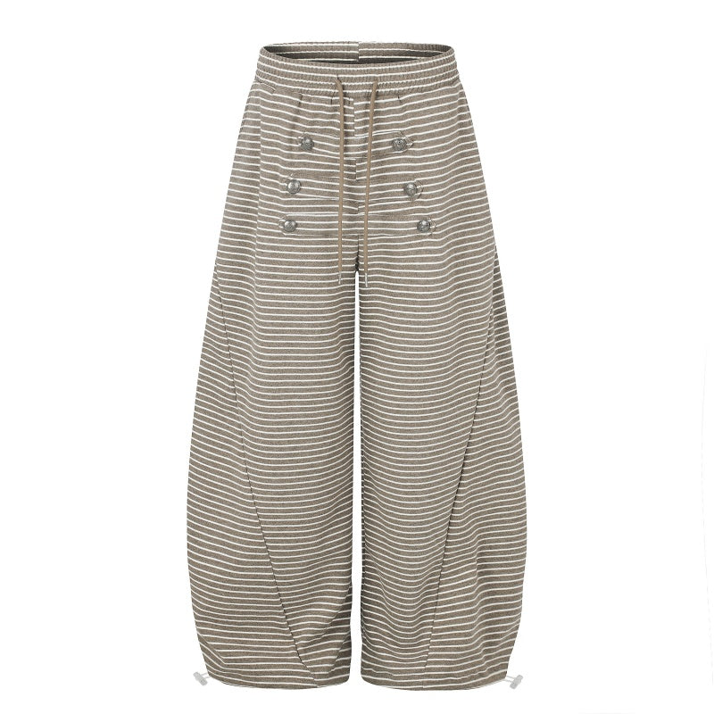 American-style streetwear harem pants Wavy rib fabric baggy street fit