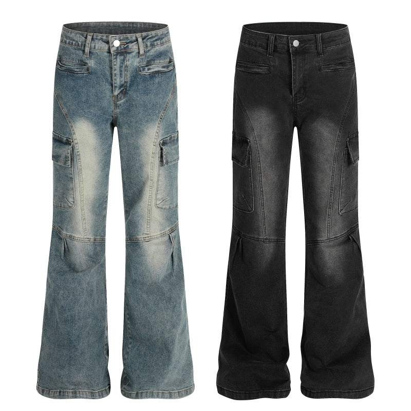 American-style streetwear harem pants Knee Seam Detail Bootcut Trousers