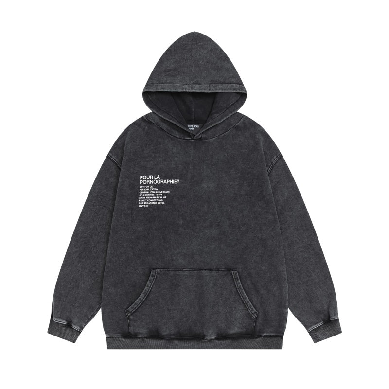 ERD Hoodie Washed Black Dual-Sided Text & Photo Patch Hooded Outerwear