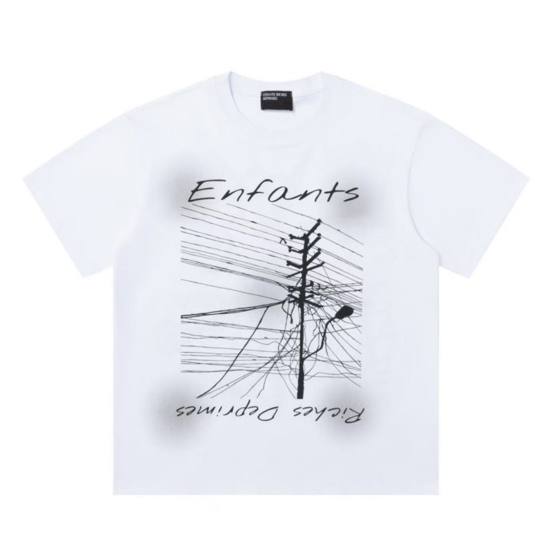 ERD T Shirts Vintage Monochrome Figure Splicing Graffiti Letter Graphic Motif