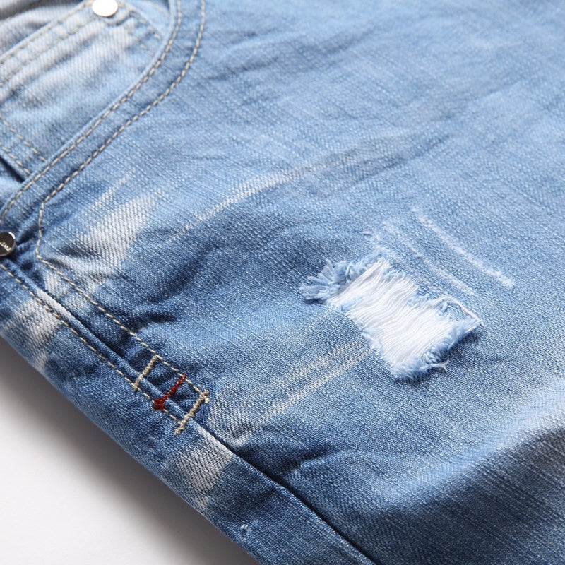 Denim shorts High-quality trendy casual pure cotton Non-stretch plus-size men's clothing