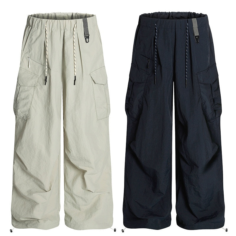 American-style streetwear harem pants Beige & Dark Navy Outdoor Slacks