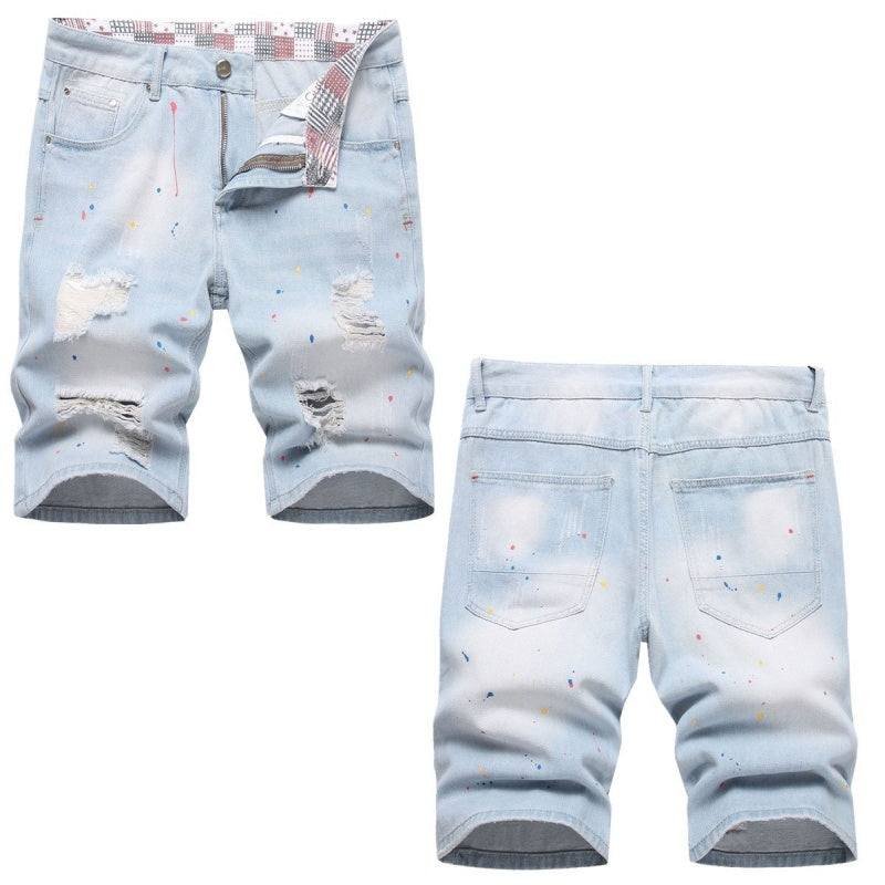 Denim shorts High-quality trendy casual pure cotton Non-stretch plus-size men's clothing