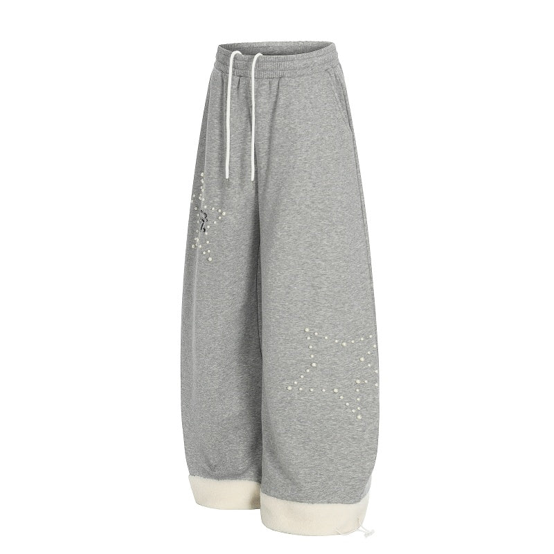 American-style streetwear harem pants Fleece-lined and thickened Drawstring Elastic Waist Relaxed Cut