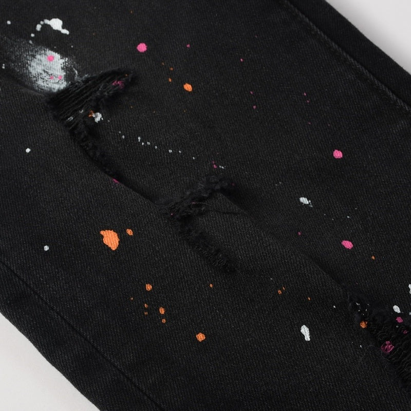 Purple brand Jeans High-quality pure cotton streetwear trousers Splashed ink