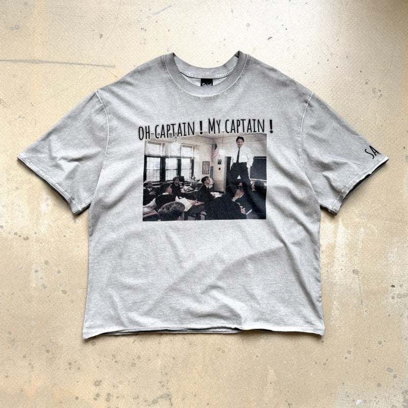 Unisex Vintage T Shirts *Dead Poets Society* Limited Collaboration: "Heaven-and-Earth" stitching (single-needle), special enzyme-milled vintage wash, and direct-to-garment white ink printing.