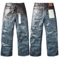 Purple brand Jeans High-quality pure cotton streetwear trousers Oil-finish loose straight-leg trousers