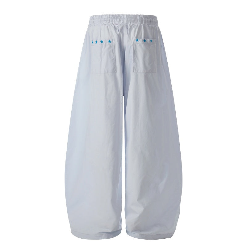 American-style streetwear harem pants Lightweight Ruched Side Rivet Wide Bottoms