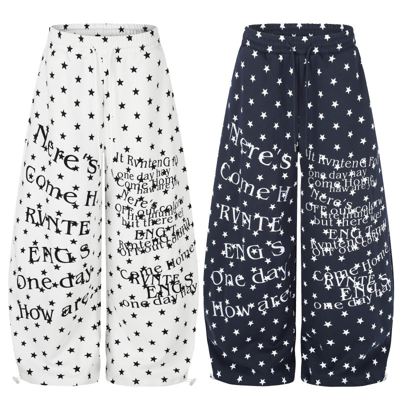 American-style streetwear harem pants Y2K Full Print Star Letter Wide Leg Joggers