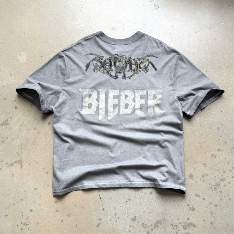 Unisex Vintage T Shirts Saint x Purpose Tour "Rock Demon" Limited Edition: Single-stitch construction, special enzyme-wash and pigment-dyeing process, and American-style plastisol ink printing.