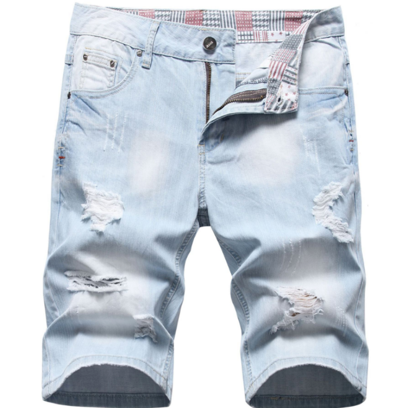 Denim shorts High-quality trendy casual pure cotton Non-stretch plus-size men's clothing