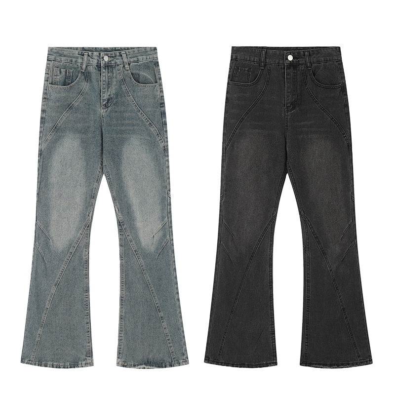 American-style streetwear harem pants Geometric Stitching Vintage Bootcut Denim Pants