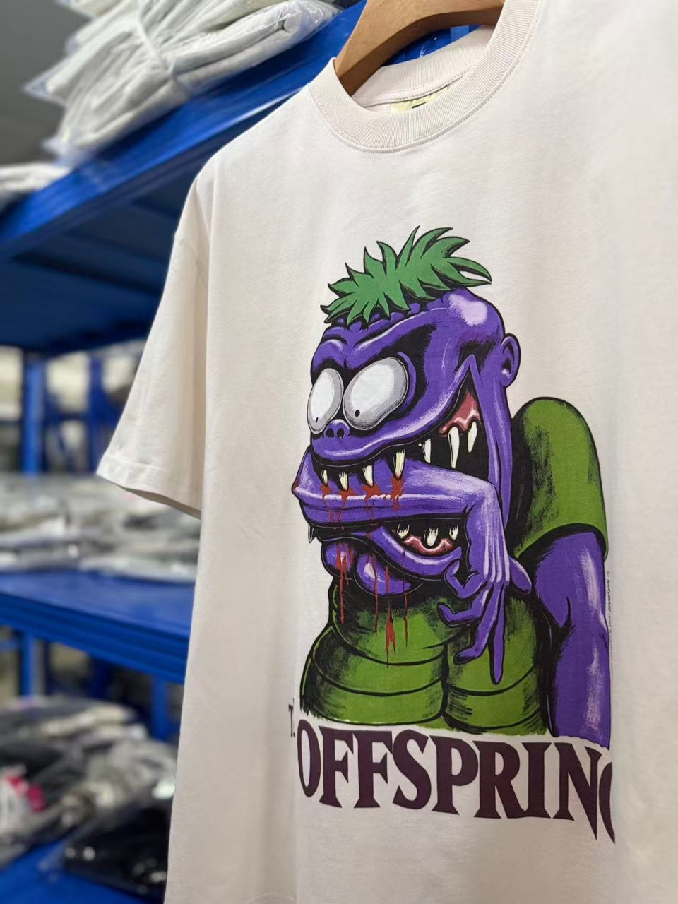 Vintage style washed summer wear T shirt Purple monster