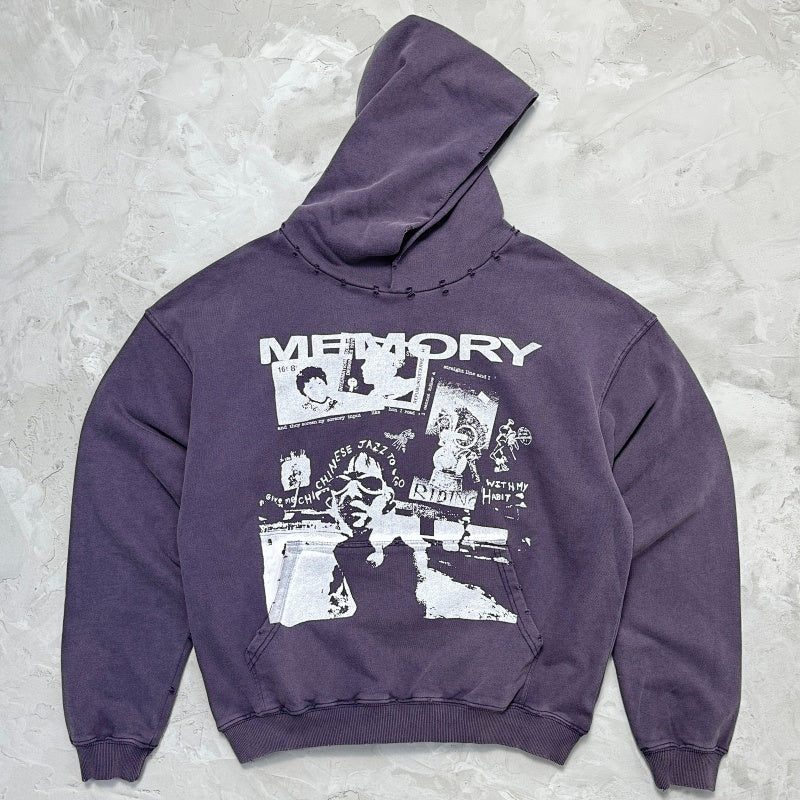 Unisex Vintage Hoodie"Purple Memories" Limited Edition Hoodie – Custom-made using heavyweight [Indigo Purple] fabric identical to the original.