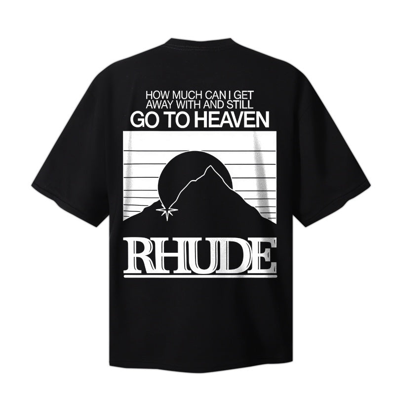 RHUDE T Shirts Mountain Silhouette Dual‑Side Statement Print