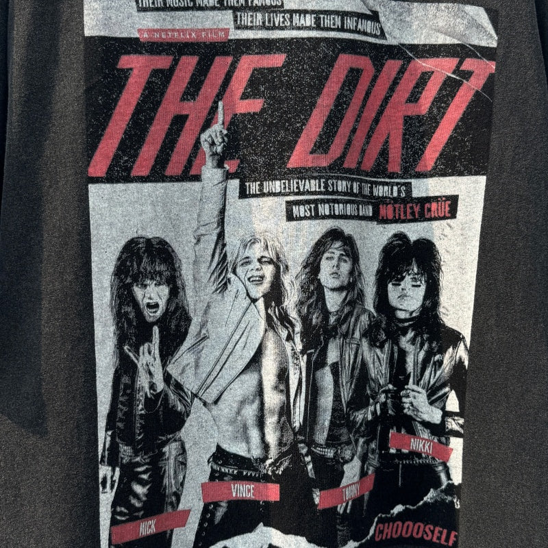 Unisex Vintage T Shirts Motley Crue "THE DIRT" Limited Edition T-Shirt. Features a heavyweight, enzyme-washed finish and custom heavyweight brushed fabric with a vintage feel. High-quality direct-to-garment (DTG) white ink printing for a premium look