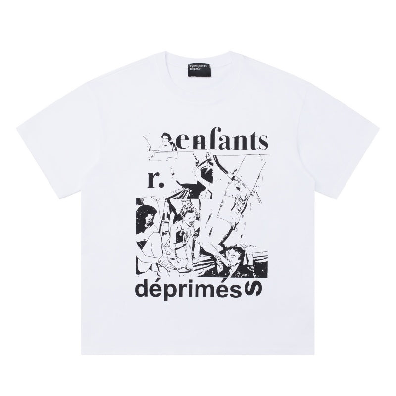 ERD T Shirts Line Art Sketch Figure Stacked Typography Graphic Top