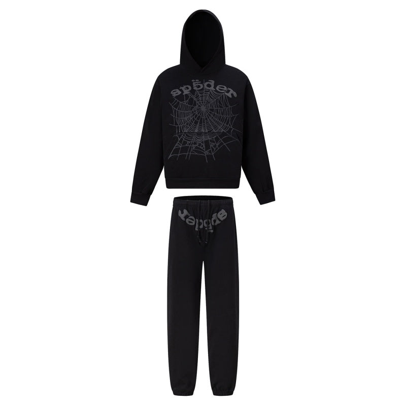 Spiderweb hoodie & sweatpants 2 piece set High-quality pure cotton for autumn and winter