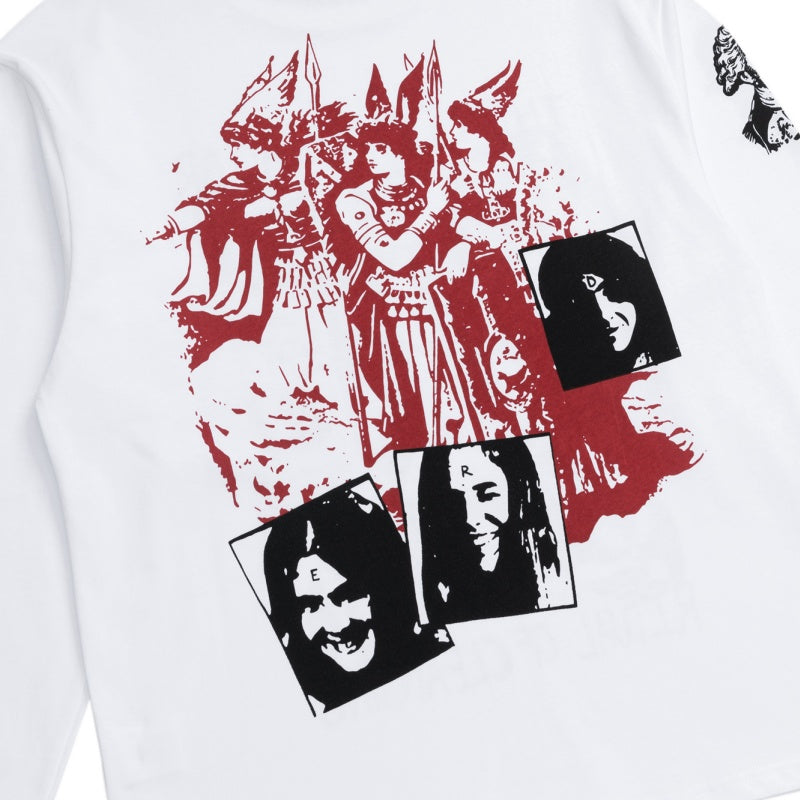 ERD Long sleeved shirt  White Base Dual-Tone Collage Figure Full Sleeve Multi Graphic Layout