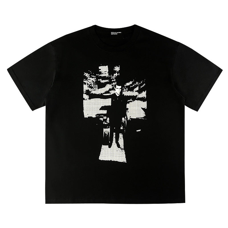 ERD T Shirts Minimal Back Letter Print Dark Street Casual Top