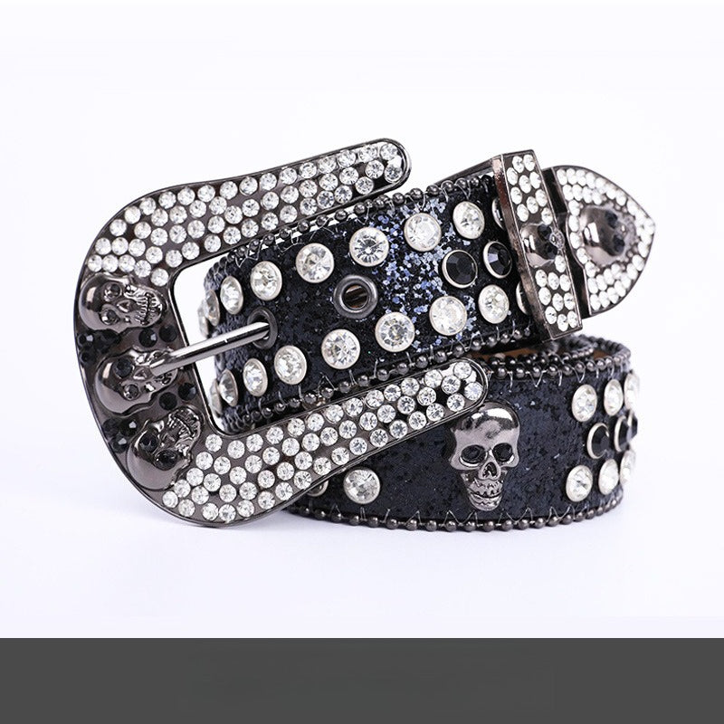 Hip-hop punk rhinestone belt skull stylish belt