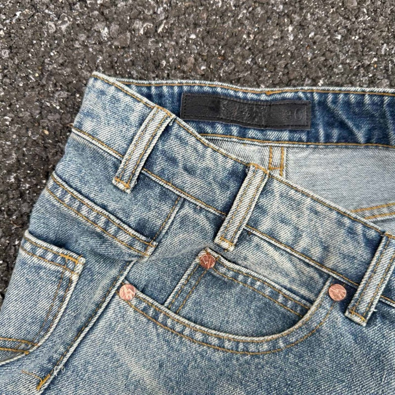 Lightning Pattern Jeans High-quality high-street pure cotton trousers