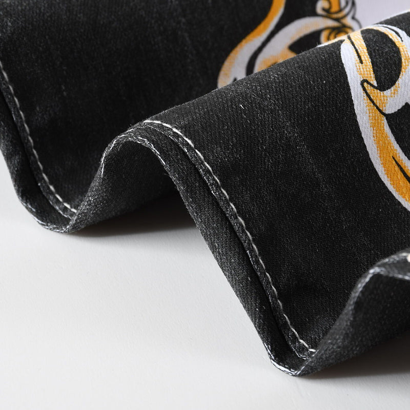 Mens Fashion Jeans Flame Print 584# Pure cotton high quality