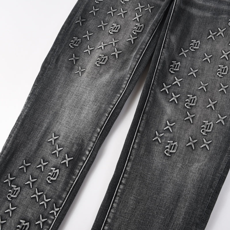 Purple brand Jeans High-quality pure cotton streetwear trousers embroidery