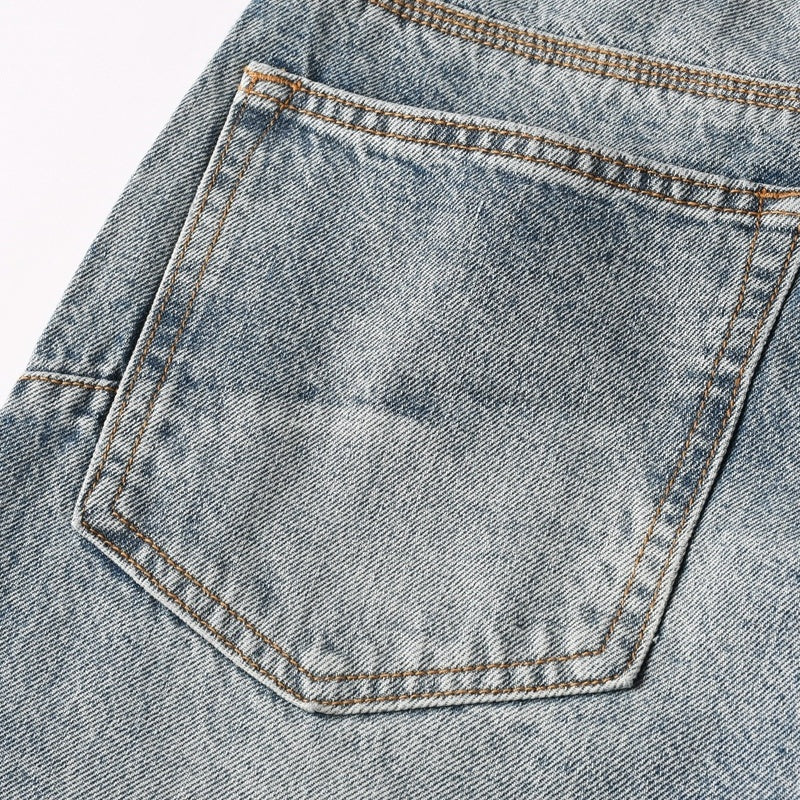 Purple brand Jeans High-quality pure cotton streetwear trousers Oil-finish loose straight-leg trousers