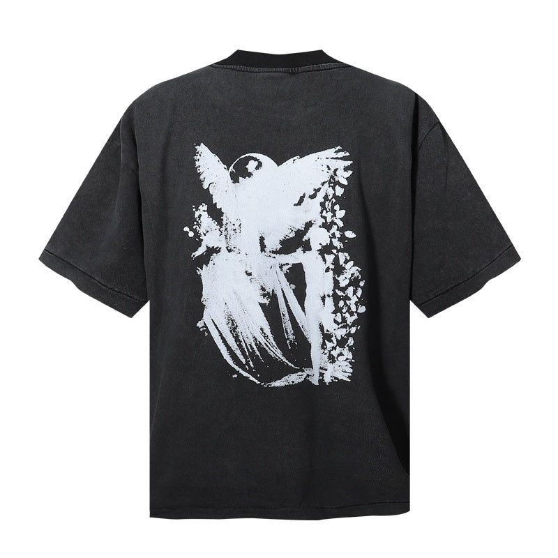 Saint Michael T Shirts Distressed Print Saint Multiple Angels Dark Base Art