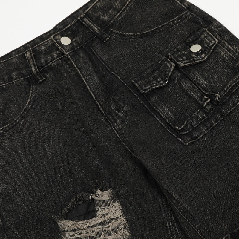 American-style streetwear harem pants Y2K Grunge Cargo Pocket Flared Jeans