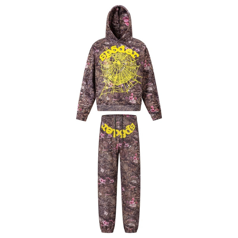 Spiderweb hoodie & sweatpants 2 piece set High-quality pure cotton for autumn and winter