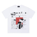ERD T Shirts Line Grid Silhouette Handwritten Text Casual Top